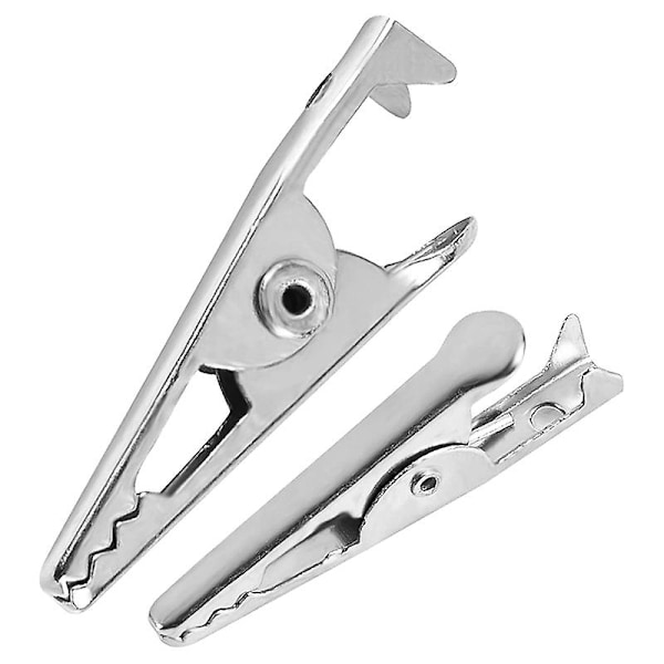 100 st 27 mm Mini Metall Alligatorklämmor, Krokodilklämmor Silverton Nickelpläterade Testledningsfjäderklämmor.