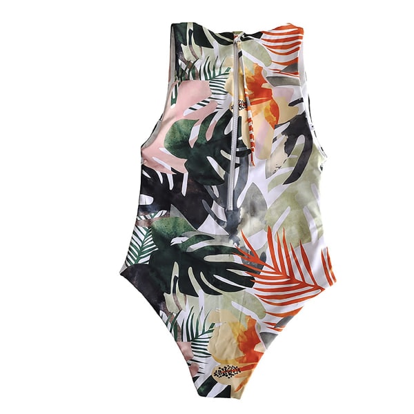Bikini med tropiskt bladtryck rosa M