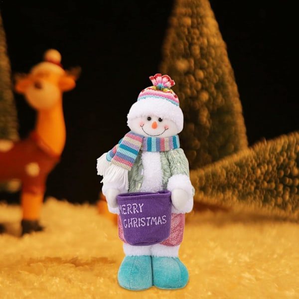 Plush Juldocka | Snögubbe Borddekoration för Juldekorationer Snögubbe