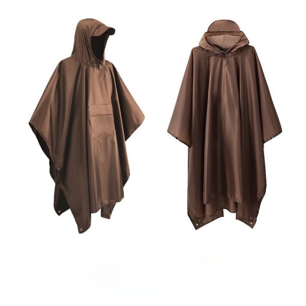 Multifunctional rain poncho / waterproof tarpaulin / mat Brown