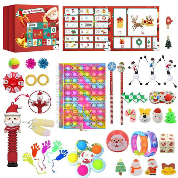 Julkalender 2023 med Sinnesföremål - Fidget Toys - Jul Blind Box 24 Dagars Nedräkning Nyårsöverraskningsgåva för Barn Pojkar Flickor Stil 2
