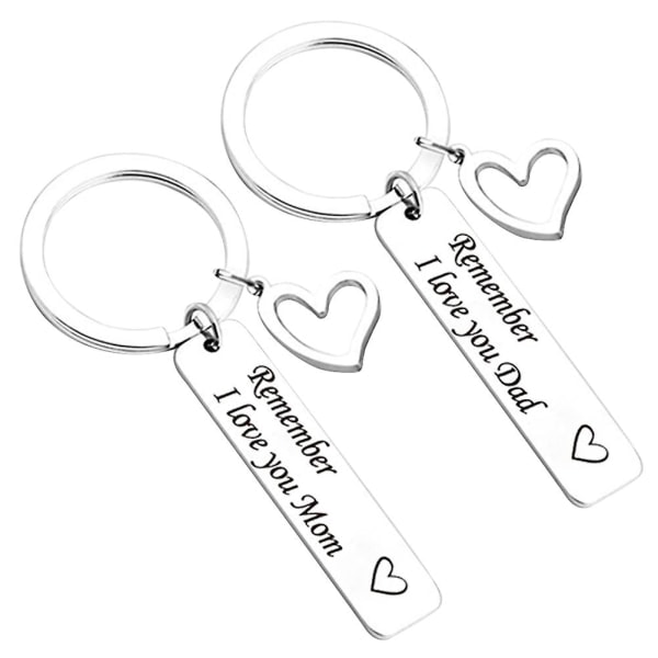 2pcs Stainless Steel Keychains Pendant Hollow Heart Keychain for Father's Day Mother's Day Gift