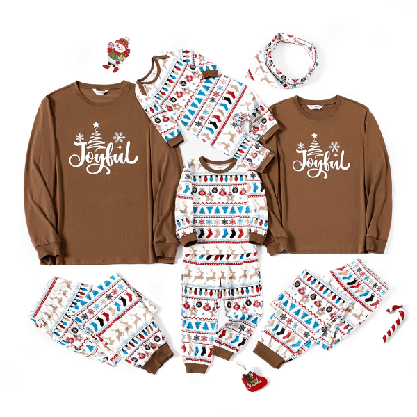 Familjematchande Julpyjamas med Långärmad Tryck (Flamsäker) Khaki Kvinna S