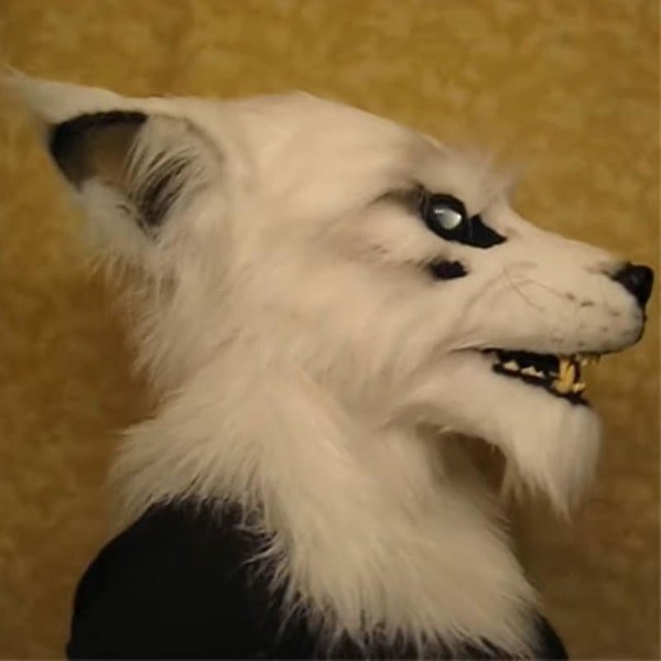 REMAKE Werewolf-naamio loistavilla silmillä, liikkuvilla korvilla ja leuoilla Halloween-cosplay-juhliin Musta SQBB