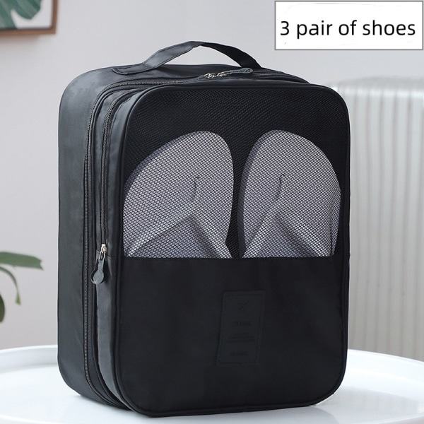 Skobag för 3 par skor, Väska för skoförvaring, Reseskobag Svart