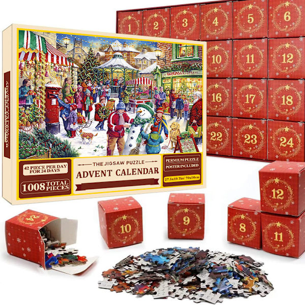 REMAKE Adventskalender med Pussel, Nedräkning till Advent, Adventskalender med Leksakspussel, Julklappar i Blindbox sd32
