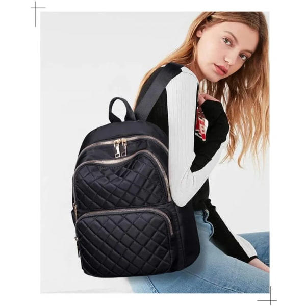 REMAKE Rygsæk Kvinders Rygsæk Skole Universitet Rejse Casual Bælte Laptop Rum Tyverisikker Taske Skuldertaske (Sort)