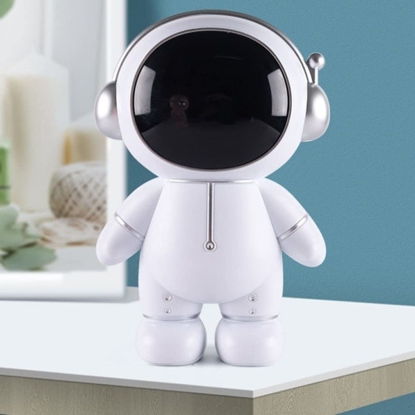 Astronautti Säästöpossu, Astronautti Malli Säästöpossu, Säilytysastia, Koriste, Huoneen Koristelu, Syntymäpäivä, Joulu, Uusivuosilahja (Hopea) Hopea