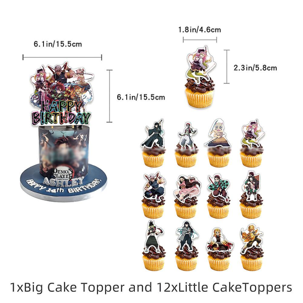 Demon Slayer-tema børnefest dekoration balloner banner cupcake toppers kit