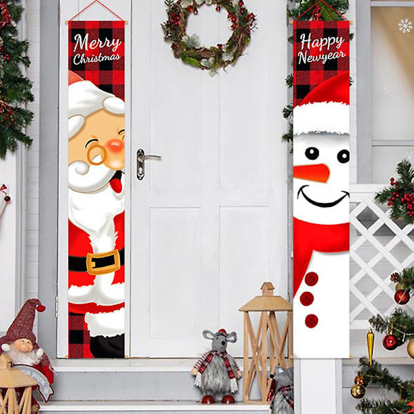 God Jul Dörrbanderoll Veranda Skylt 71 x 12 Tum Hängande Banderoll Flagga för Hem Vägg Inomhus Utomhus Julparty Dekorationer