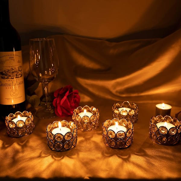 REMAKE Pakke med 12 Gyldne Krystal Tealight Lanterner til Bryllup Hjem Bord Midtpunkt Dekoration, Gaver i Æske
