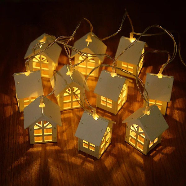 2M 10LED Træjuletræ med LED-lysstreng 2025 Nytårs Hængende Garland Juletræ Ornament Dekoration Lampe Hvid