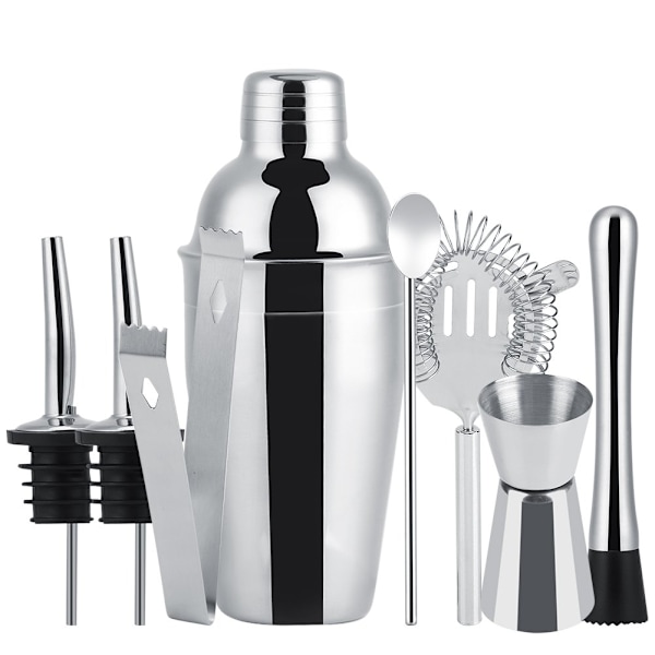 8-delt cocktailsæt, barsæt, shaker 550ml - Rustfrit stål Sølv