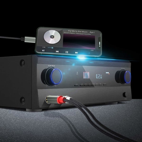 USB-C - 2x RCA stereokaiutin kaapeli Harmaa 1,2 m