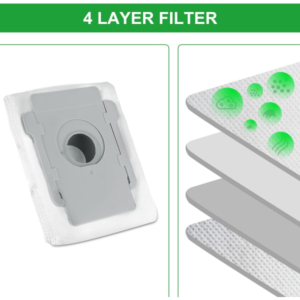 6-pack dammsugarpåsar för iRobot Roomba i7 i7+ i7+ E5 E6 S9 S9+
