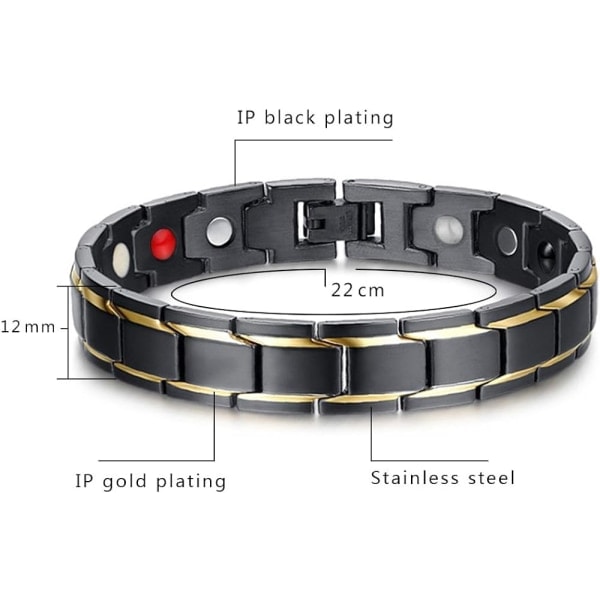 Fars dag justerbart armband i rostfritt stål svart guld färg 21,5 cm