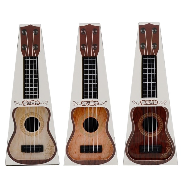 Børns musikalsk legetøjsinstrument simulering mini fire-strenget guitar legetøj musik uddannelsesmæssigt instrument gul