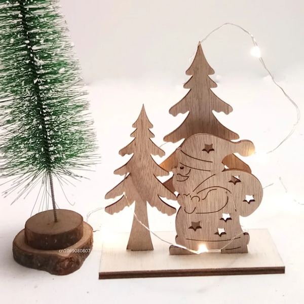 Juldekorationer i trä med stativ Julgran/Rensdjur Hantverk för DIY Juldekorationer Barnpresenter DJUPBLÅ