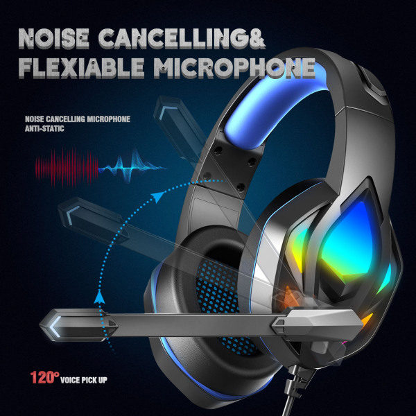 H100 Gaming Headset Sort + Blå