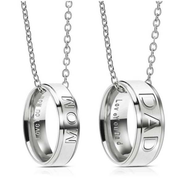 Fashion Stainless Steel Pairing Necklace Gift Pendant Dad and Mom Rantai Gelang Kalung Father's Day Gift