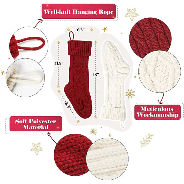 Julstrumpor, 4-pack Stora Julstrumpor 18 tum Julstrumpor för hem Julparty Dekoration