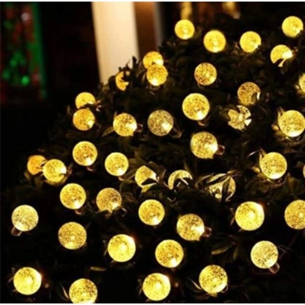 LED Solcellelys Snorlys Julepynt Hjem Have Udendørs Vandafvisende Snorlys 12 Meter 100 Lys Hvid Lyskilde