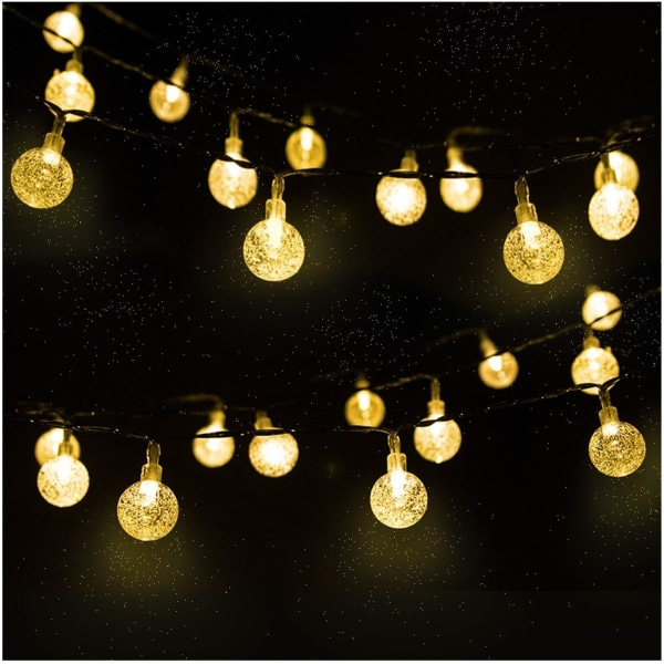 Utendørs Solcellelyslenke, 6,5m 50 LED Blomst Feelykter med 2 Lysmoduser Lysdekorasjon for Jul, Tre, Hage, Terrasse,