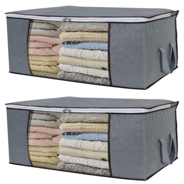 Storage bag for sheets, blankets, clothes 60x43x35 cm Gray 2-pack