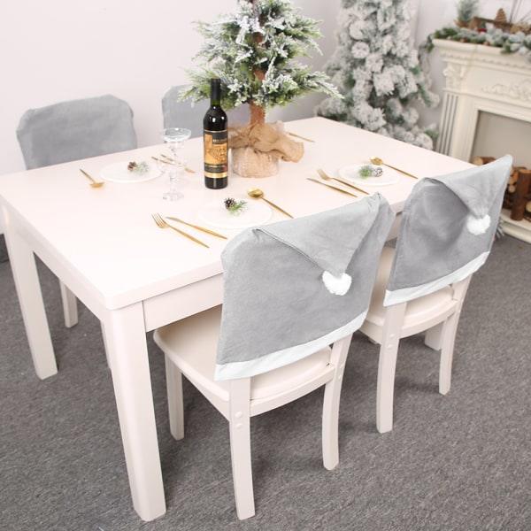 6 st julgrå stolsöverdrag i non-woven tyg, julborddekoration