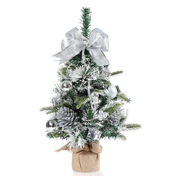 Juletræspynt Juledekoration Bordjuletræ Bordgave 50cm Juletræskugler sølv