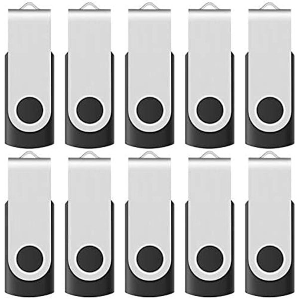 REMAKE 16GB USB 2.0 -muistitikku, kääntyvä, irrotettavat tarrat (musta), 10 kpl pakkaus