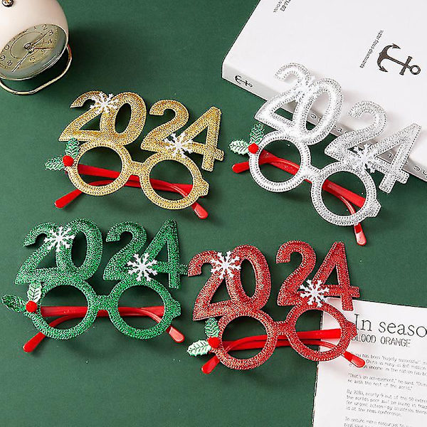 Nytårsbriller 2024 Fotoboksrekvisitter Glædelig Jul Dekorationer Jul Navidad Gaver Nytårsaften Festforsyninger Dekorationer 4stk Stil 5