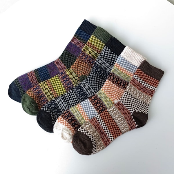 Mub - Höst/Vinter Herr Vintage Medium Bomullsstrumpor, Förtjockade Strumpor, Ullstrumpor, Vinterstrumpor, Fint Korn