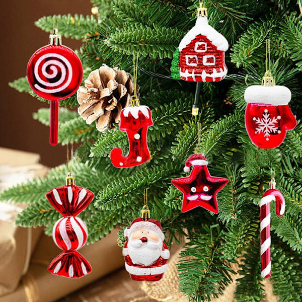 Julgranshänge Röd Godis Lollipop Jultomten Älg Julhängande Dekorationer Nyår Jul Heminredning Navidad Presenter F