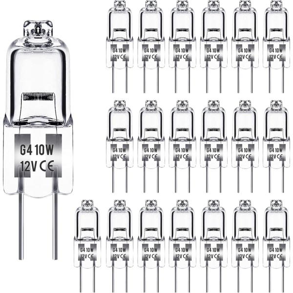 REMAKE G4 Halogenpærer 10W 12V - Varmt hvitt - 20-pakning 10W 20stk