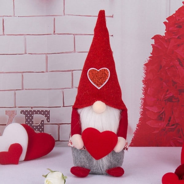 Valentinsdag Nisse Plys Faceless Dukke Til Bryllup Jul Hjem Dekorationer Strikket Hjerte Elver Ornament Nytår Mand