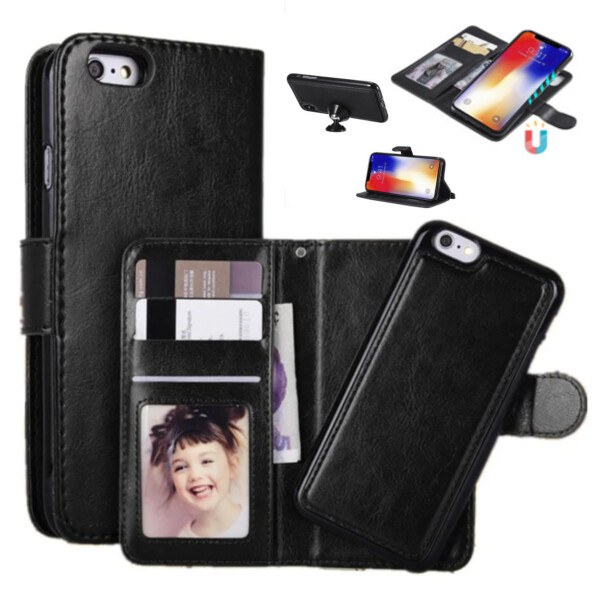 iPhone XR 2-i-1 Magnetisk Wallet Case Sort sort