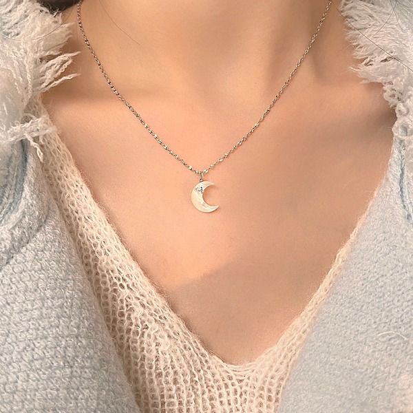 S925 Silver Halsband Måne