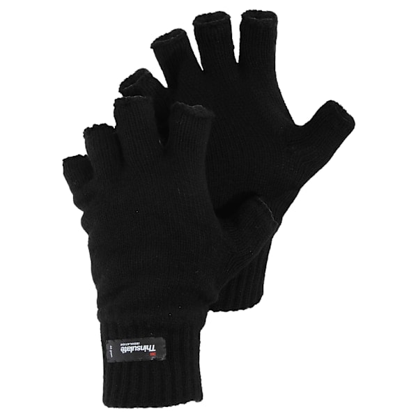 REMAKE Mænds Strikkede Vinter Thinsulate Heatguard Fingerløse Handsker M/L Sort M/L