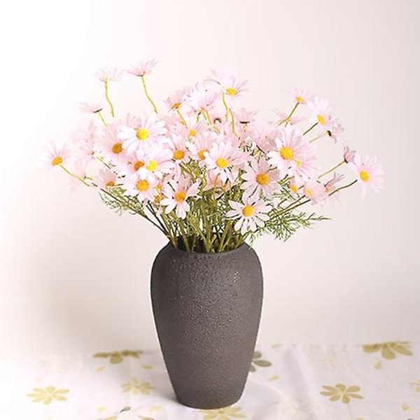 10 konstgjorda rosa prästkragar och kamomillblommor (flaska ingår ej)
