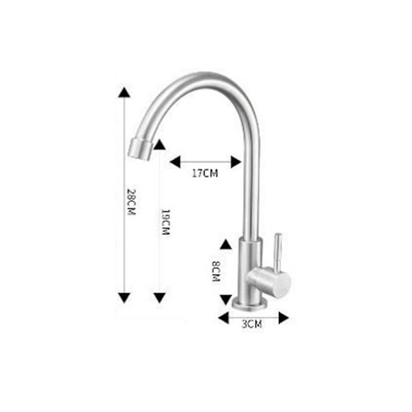 REMAKE Kjøkkenkran i rustfritt stål, enkel kaldvannskran, baderomskran, vertikal kran, 1 stk