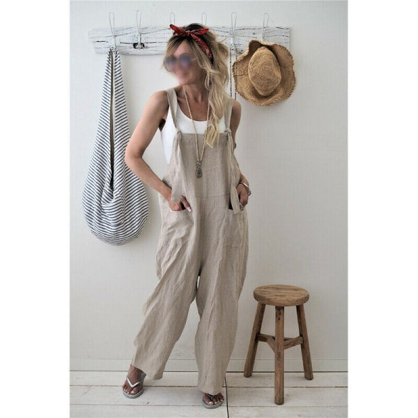 Dame Overalls Bukser, Løse Harem Jumpsuit, Stropløs, Aprikos Aprikos S