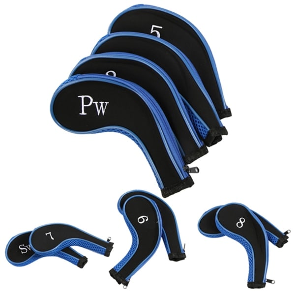 10 st Neoprene Golfklubba Järn Huvudskydd Set Case Golf Tillbehör (Mörkblå)