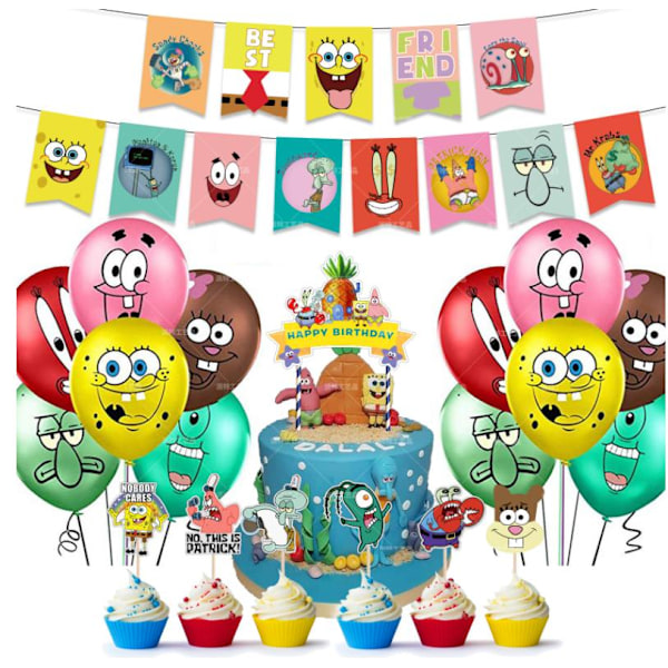 Svampebob Børnefødselsdags Ballonbue - Tillykke med fødselsdagen fest