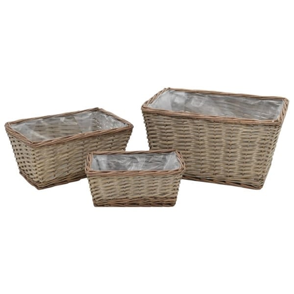 vidaXL Flower box raised 3 baskets with PE lining Brown