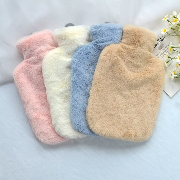 Värmeflaska med mjukt och fluffigt överdrag Beige