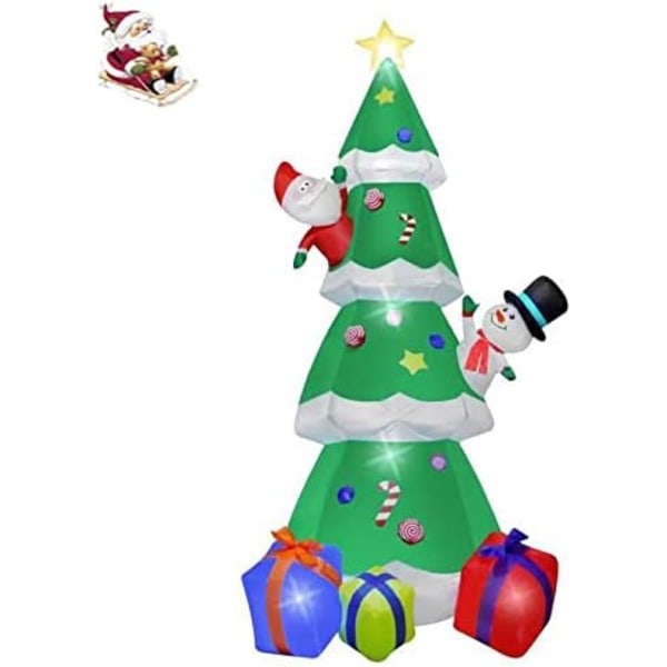 7ft latable Christmas Tree with Christmas Gifts Santa Snowman, latable Christmas Decoration for Outdoor Garden Party