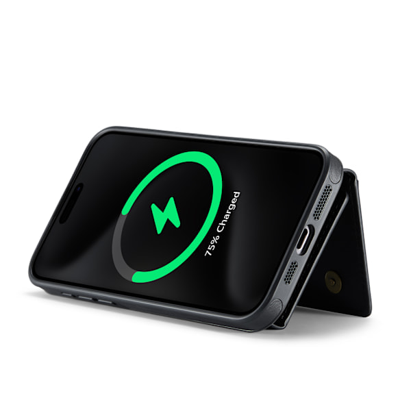 M2 Magnetisk Kortlomme Telefonetui til iPhone 16 Plus - Sort