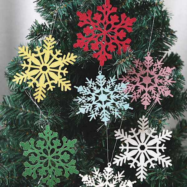 12 st juldekoration snöflinga hängande julgranshänge prydnader för hemdekoration festtillbehör 2025 nyårstillbehör ljusblå