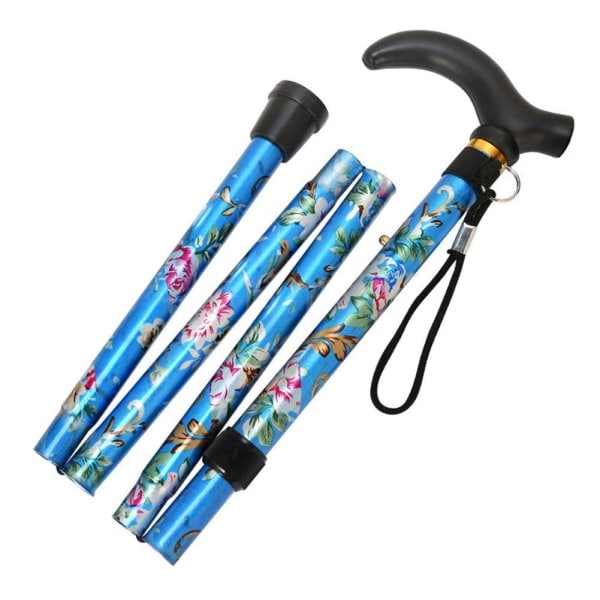 Practical folding cane with floral details - optimal comfort multi-colour